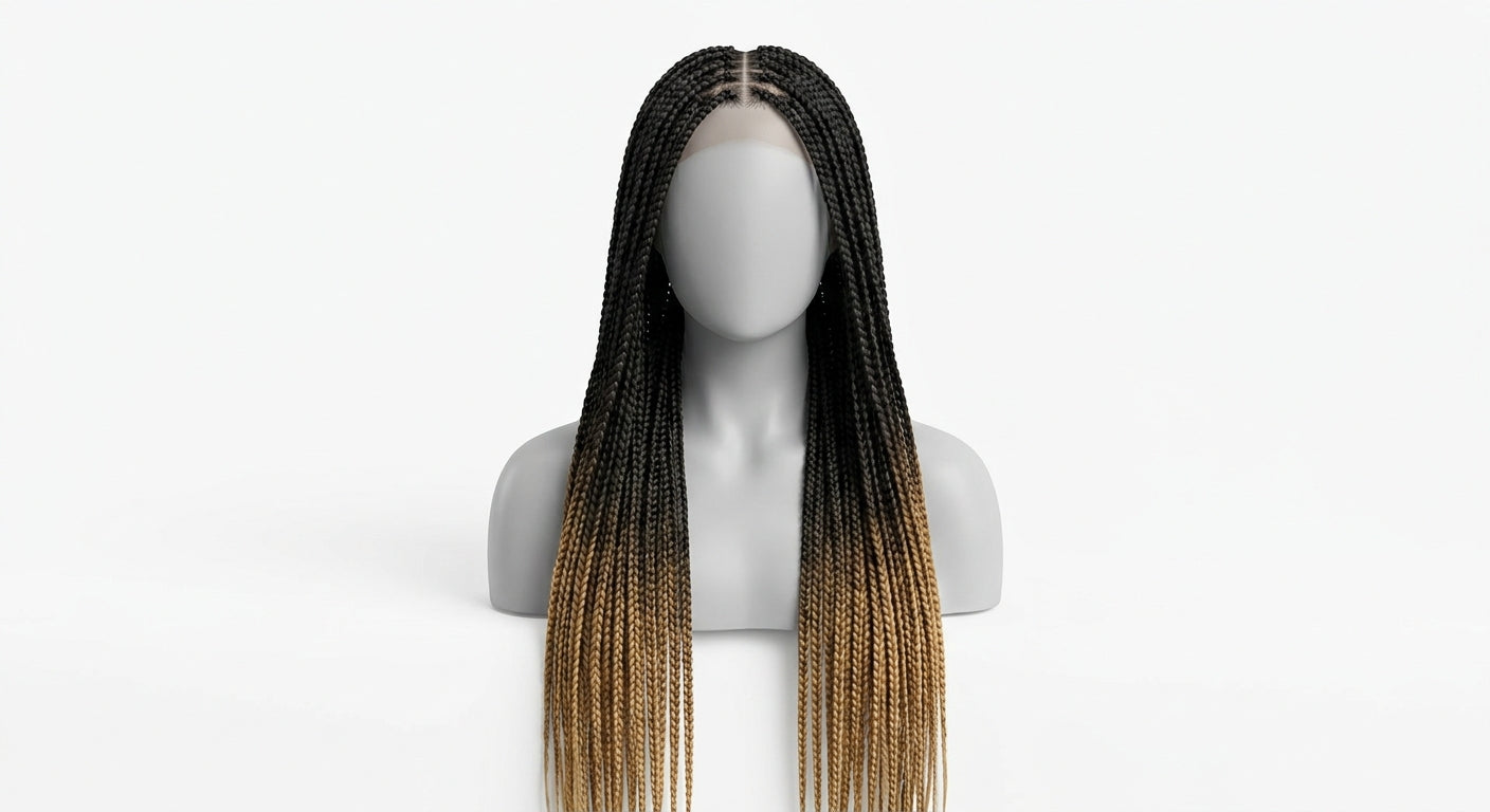 Halora Signature Braids hero — knotless box braid wig on mannequin