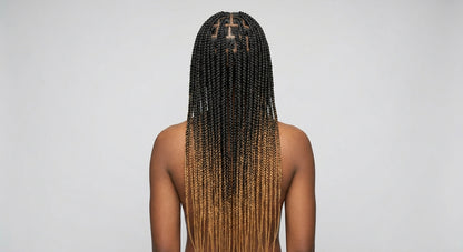 Back view of Halora knotless box braid wig with ombre tips