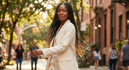 Halora braids styled in lifestyle setting